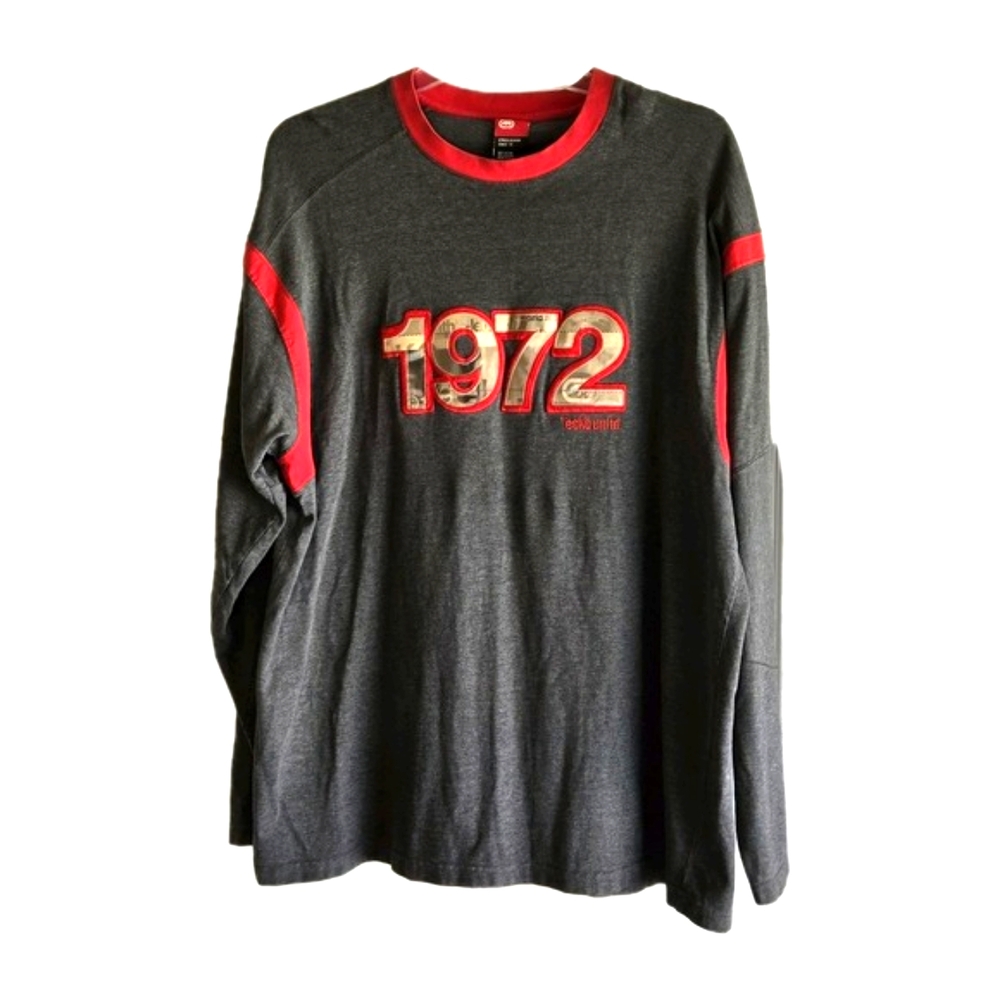 Ecko Unltd. Vintage Long Sleeve Gray And Red Shirt  T-shirt Mens XXL 1972 Cotton